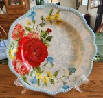 Sweet Rose Salad Dessert Plate (s) 9" The Pioneer Woman Stoneware White Red Blue. Fixed Price $10.99.