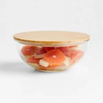 Crate & Barrel Medium Glass Serving Mixing Bowl With Airtight Bamboo Lid 8X3.75". Fixed Price $19.96.