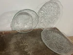 Livia By Pasari Crystal Embossed Roses Dinner Plates And Bowl. Fixed Price $36.36.