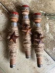 SET/3 Primitive Bowl Filler 7" Wood Bobbins Textile W/jute Rusty Bell Pin Star. Fixed Price $11.95.