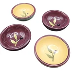 Crate & Barrel Mini Dipping Bowls Set Of 4 Plum Yellow Olive Oil Dips Condiments. Fixed Price $13.00.