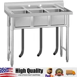 Commercial Utility Stainless Steel Sink, Kitchen Prep 3-COMPARTMENT Bowl. Fixed Price $510.99.
