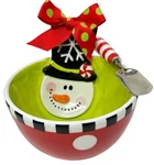 Mud Pie Snowman Holiday Christmas Ice Cream Appetizers Bowl & Spoon Festive. Fixed Price $16.95.