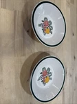 Set Of 2 Vintage Spectrum Stoneware Japan Soup Bowls / Fruit Design. Fixed Price $19.99.