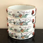 Antique Cheong Tai Hand Painted Porcelain Stacking Rice Bowls Without Lid. Fixed Price $299.00.