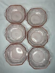 6 Vintage Anchor Hocking Princess Pink Depression Glass Fruit/dessert Bowls. Fixed Price $68.00.