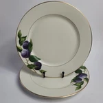 Two Mikasa L3132 Court Dinner Plates White With Purple Plums Green Leaves. Fixed Price $24.95.