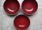 3 Jars-france Tourron Cerise Dark Cherry Red Fruit / Sauce Dessert Bowls. Fixed Price $60.00.