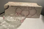Vintage Mikasa Cherries Jubilee Crystal Set Of 4 Bowls 6" New Box. Fixed Price $30.00.