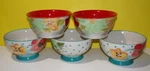 Pioneer Woman Bloom Floral Teal Of 3 Footed Bowls + 2 Poinsettia. Fixed Price $24.63.