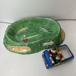Vintage Party Time Chip Bowl Tray Turf Green Hand Painted Ceramic Golfcart. Fixed Price $48.99.