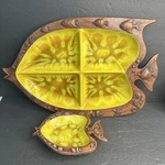 Treasurecraft Pottery Set Divided Serving Tray Plate Dish Bowl Fish Beach Ocean. Fixed Price $29.99.