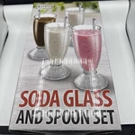 Kovot 4 Soda Sundae Ice Cream Glasses And Spoon Set New In Box. Fixed Price $21.95.