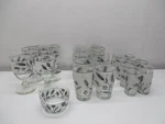 Vtg Libbey 23PC Silver Leaf Frosted 8 Tumblers 6 Stemmed Juice Glasses 1 Bowl. Fixed Price $36.00.