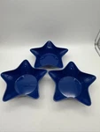 Set Of 3 Patriotic Blue Star Shaped Melamine Snack Serving Bowls 8". Fixed Price $12.00.