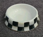 Mackenzie-childs Courtly Check Small Black White Enamel Food Water Bowl Dog Cat. Fixed Price $25.00.