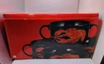 Holmes Crab Soup Bowls Black Red Japan 1984 Double Handle Vtg New In Box Mcm. Fixed Price $180.00.