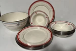Nautical Theme Enamelware American Picnic 15 Pieces - 7 Bowls, 6 Plates,. Fixed Price $106.00.