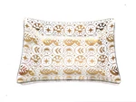 Georges Briard Forbidden Fruit Square Glass Mcm Gold Floral Plate Tray Dish 8.5". Fixed Price $19.95.