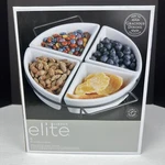 Gibson 92605.05 Gracious Fine Ceramic Dining Four Section Tray Set Metal Rack. Fixed Price $24.63.