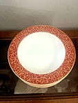 (8) Mikasa Parchment Red Rimmed Soup Bowl Lot 1/2". Fixed Price $69.99.