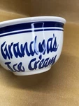 Grandpa Ice Cream Bowl Blue & White Pottery Clay Design? Grandfather Gift. Fixed Price $16.00.