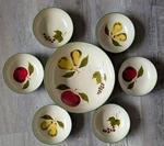 Vintage Melamine Salad Bowl Serving Set Fruit Pears, Grapes, & Apples Pattern 7. Fixed Price $12.99.