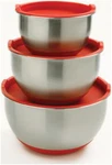 Norpro Stainless-steel Mixing Bowl Set W/ Lids 3 Pcs. Fixed Price $51.85.