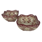 Temptations Old World Square Dessert Bowls Set Of 2 Stoneware Floral. Fixed Price $19.99.