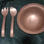 Wilton Armetale Large Serving Bowl Fork Spoon Salad Fruit Flutes Pearls Beaded. Fixed Price $20.00.