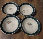 Target Home Holly Accent Christmas Holiday Soup Cereal Bowl Lot Of 4 Green Rim. Fixed Price $11.99.