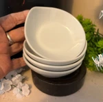 New Set Of 4 Crate Barrel White Mini Condiment Dip Dish Bowl Ceramic Grip Sauce. Fixed Price $26.75.