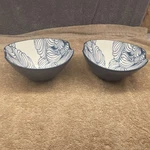 (2) Signature Housewares Blue Stoneware Ramen Noodle Bowls With Chopstick Rest. Fixed Price $22.00.