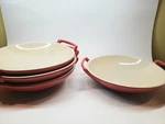 2PK Creuset Stoneware Mini Wok Noodle Bowl Dish, Cobalt Cerise Red. Fixed Price $90.00.