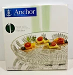 Anchor Hocking Heritage Glass Serving Platter Made Italy Original Box. Fixed Price $12.75.