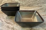 Square Soup Bowls Taupe And Blue. Tequesta By Gibson Elite. 7 Inch Set 4. New.. Fixed Price $48.99.