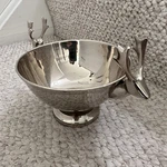Crate And Barrel Silver Metal Reindeer Serving Bowl, 6" Christmas. Fixed Price $16.00.