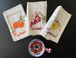 Vintage Taormina Italy Kitchen Set 3 Hand Towels & Bristol Park Hotel Salsa Bowl. Fixed Price $52.00.