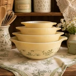 Pyrex Shenandoah Cinderella 4 Pc Mixing Bowl Set Wintergreen Yellow Vintage. Fixed Price $175.99.