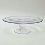Vintage Exquisitely Hand Blown Clear Glass Artisan Cake Stand 12" 4.25". Fixed Price $249.99.