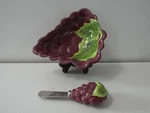 Dennis East "grapes" Novelty Fruit Dip/condiment Bowl & Spreader Knife (dei). Fixed Price $39.99.