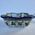 Ceramika Artystyczna Polish Pottery Unikat Square Bowl Signed Deptula 7.5". Fixed Price $25.00.