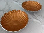 2 Julia Knight Orange Aster Bowls 8" Enamel Over Sand Cast Aluminum Flower. Fixed Price $50.00.