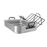 Mauviel Stainless Steel Roasting Pan With Rack Cast Iron Handles, 15.7-IN. Fixed Price $199.00.
