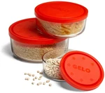 Bormioli Rocco Gelo 3PC Glass Storage Container Set W/ Red Lid, 11.62, 24.37 Oz. Fixed Price $44.19.