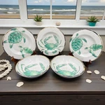 Tommy Bahama Melamine Nautical Coastal Sea Turtle Crab Plates & Bowls Set Of 5. Fixed Price $29.99.