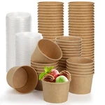 Lyellfe 100 Pack Disposable Ice Cream Bowls, 8 Oz 3.5''D X 2.5''H, Brown. Fixed Price $38.99.