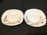 Set Of 2 Veweet Porcelain Square Bowls Music Note Melody Pattern 8.5". Fixed Price $19.99.