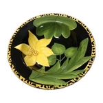 Gates Ware Yellow Flower Black Pasta Bowl Leopard Rim 9" Laurie Tropical Jungle. Fixed Price $28.00.
