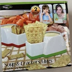 New 2 Fine Life Soup & Cracker Ceramic Mugs Cup Bowl Pasta Appetizer Dip Dishes. Fixed Price $12.99.